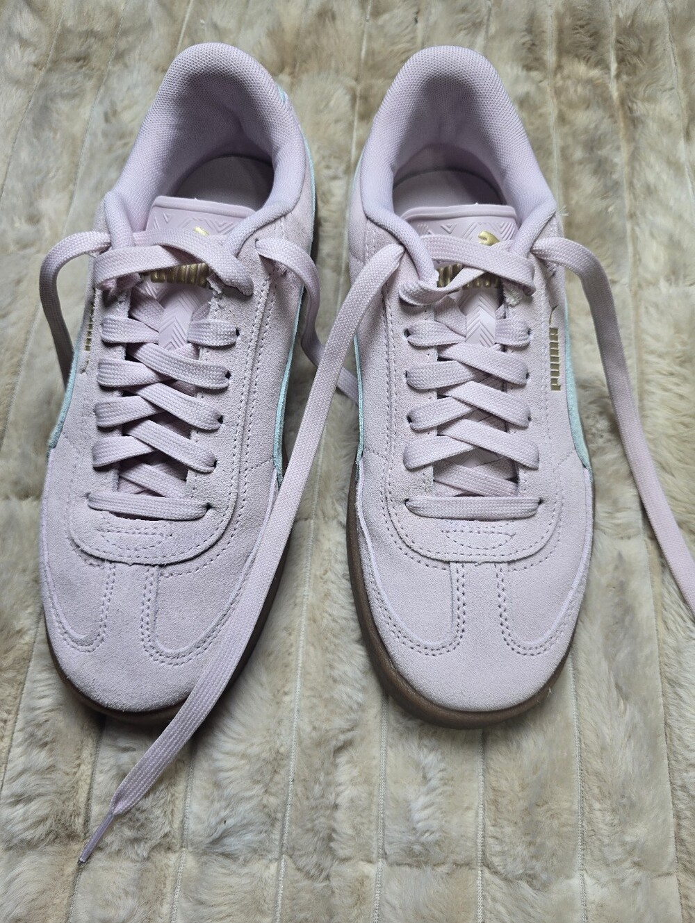 PUMA Club II Era Suede Sneakers Pink Mint Gum Sole | Size 8
